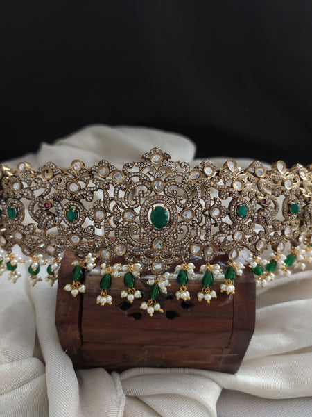 Antique hip belt with Zircon stones in Lakshmi design - Sonal Fashion  Jewellery - Sonal Fashion Jewellery