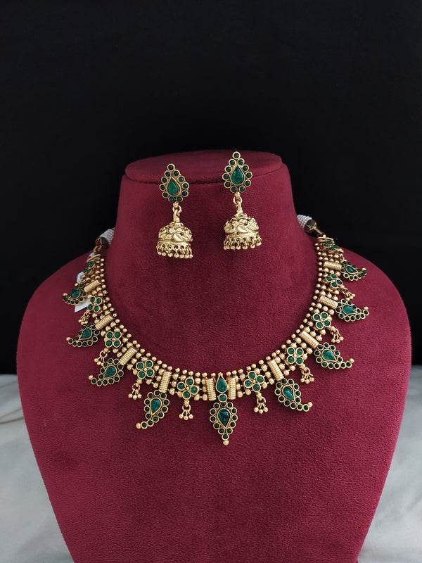 DREAMJWELL - Royal Antique Designer Ruby-emerald Necklace Set-dj04858 –  dreamjwell