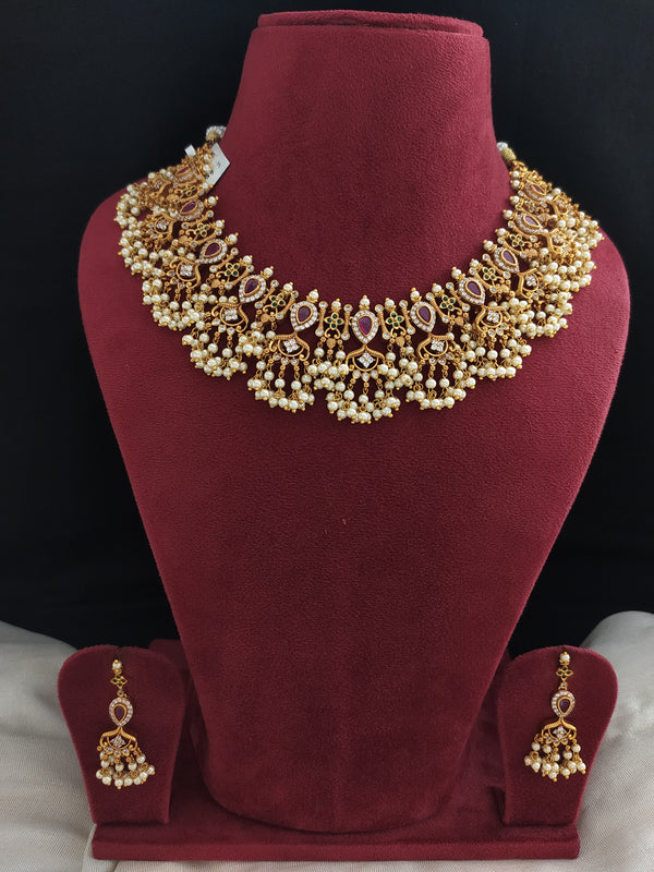 Gutta Pusalu Necklace with Earrings - Jewellery Designs | Indian jewellery  design earrings, Indian bridal jewelry sets, Choker necklace designs