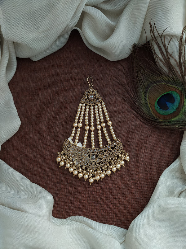 Buy White & Gold Kundan Jhumar/jhoomar. Pakistani/indian Bridal Wedding  Jewelry. Matha Jhumar. Passa/side Tikka/polki. Online in India - Etsy